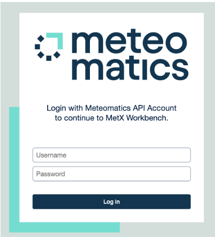 MetX Login Screen