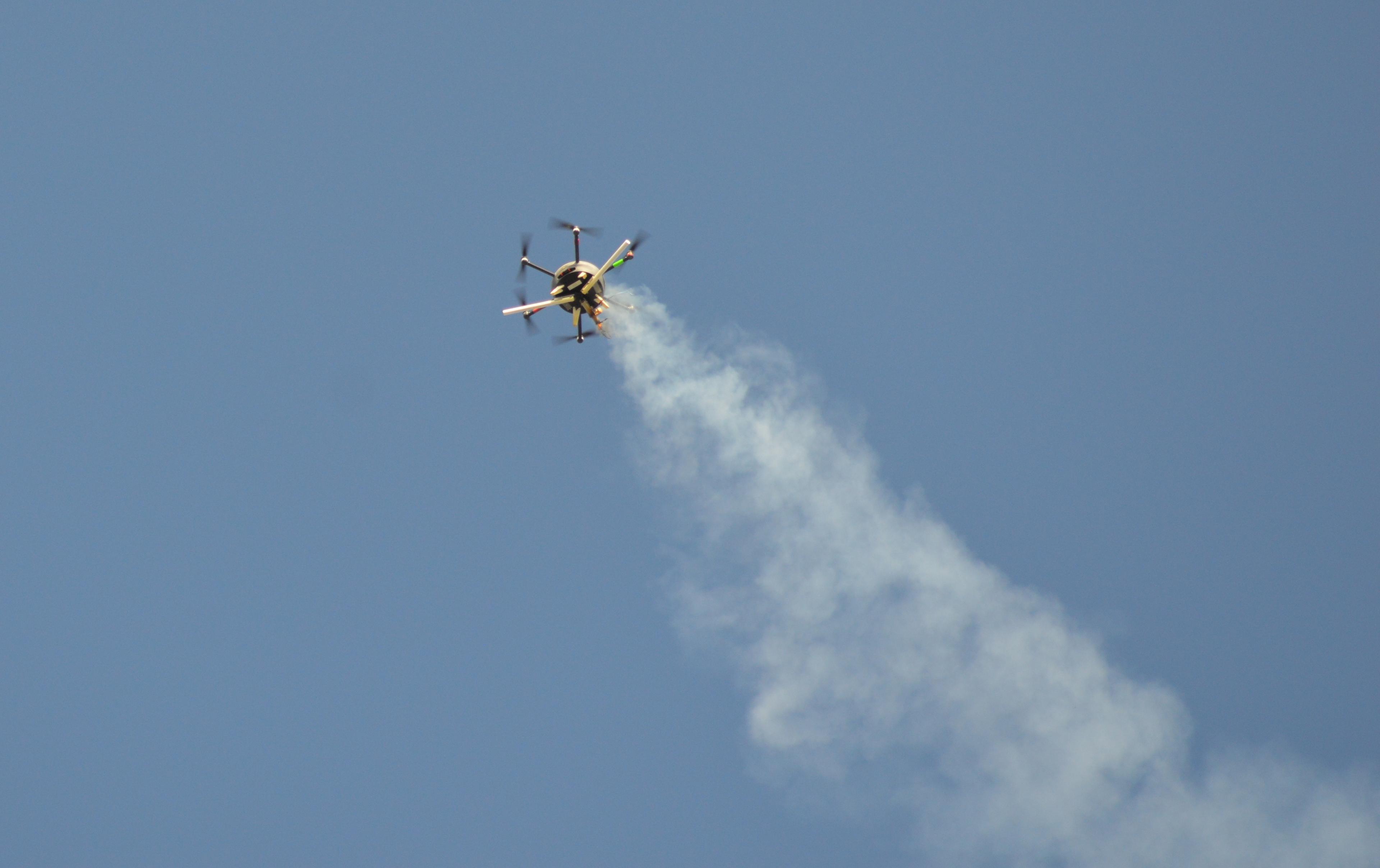 Weather drone with burning flare