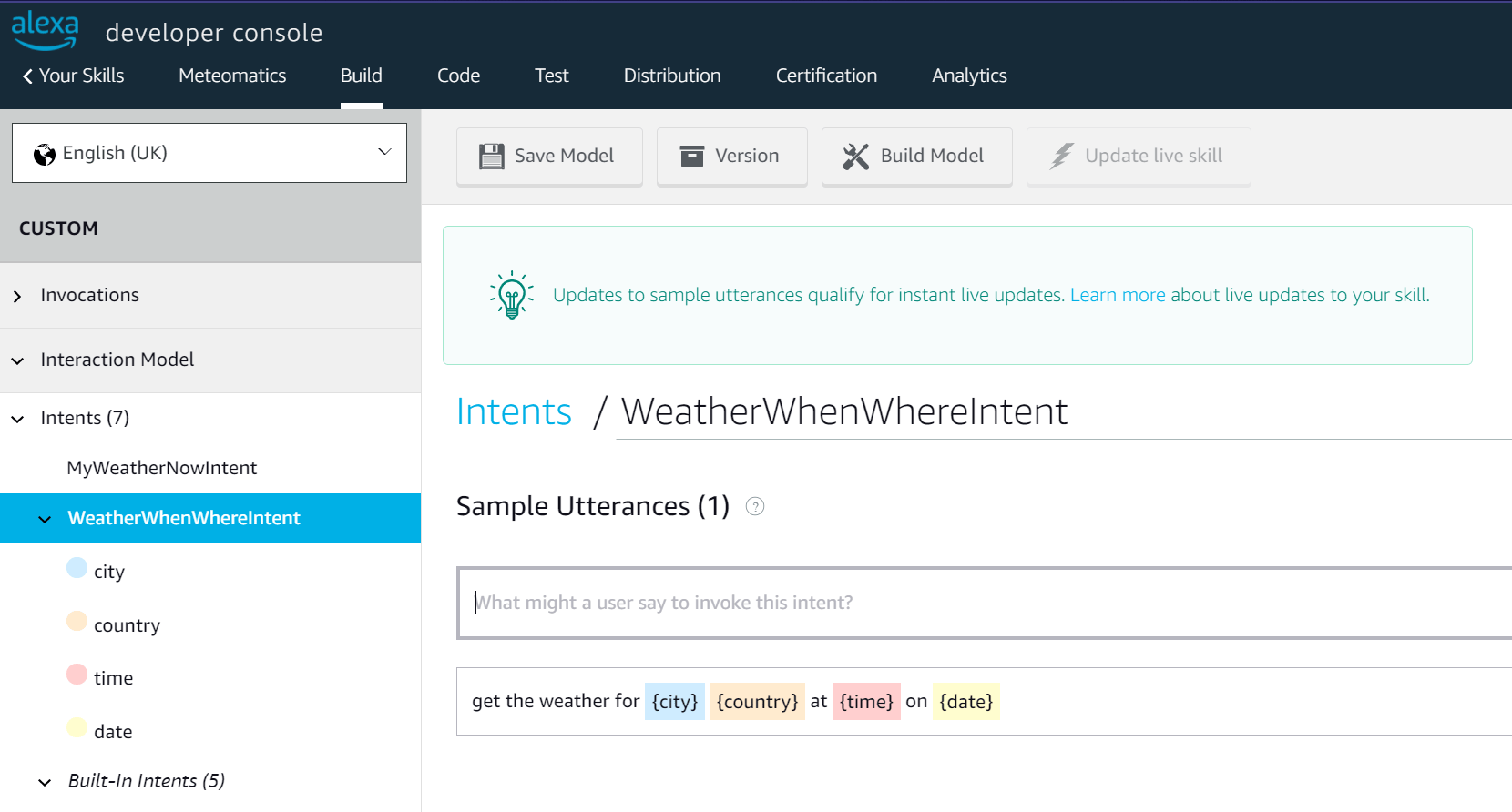 Alexa developer console