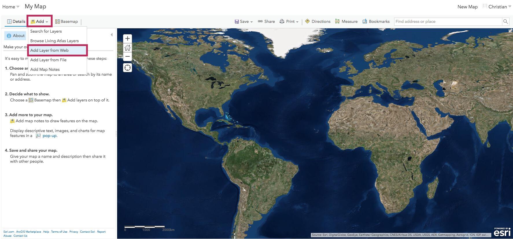 Add layer online arcgis connector