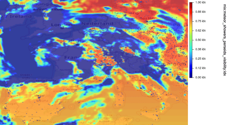 Meteor shower visibility example