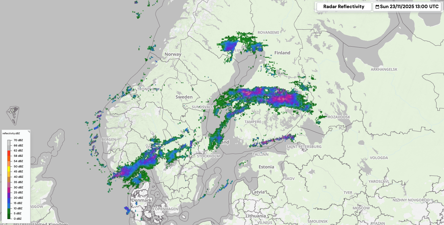 Radar reflectivity example