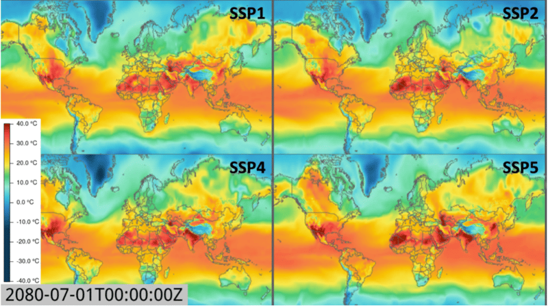 Visualisation des scénarios climatiques (Année 2080)