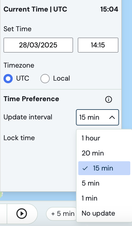 Time Layout Set Layout options and time settings
