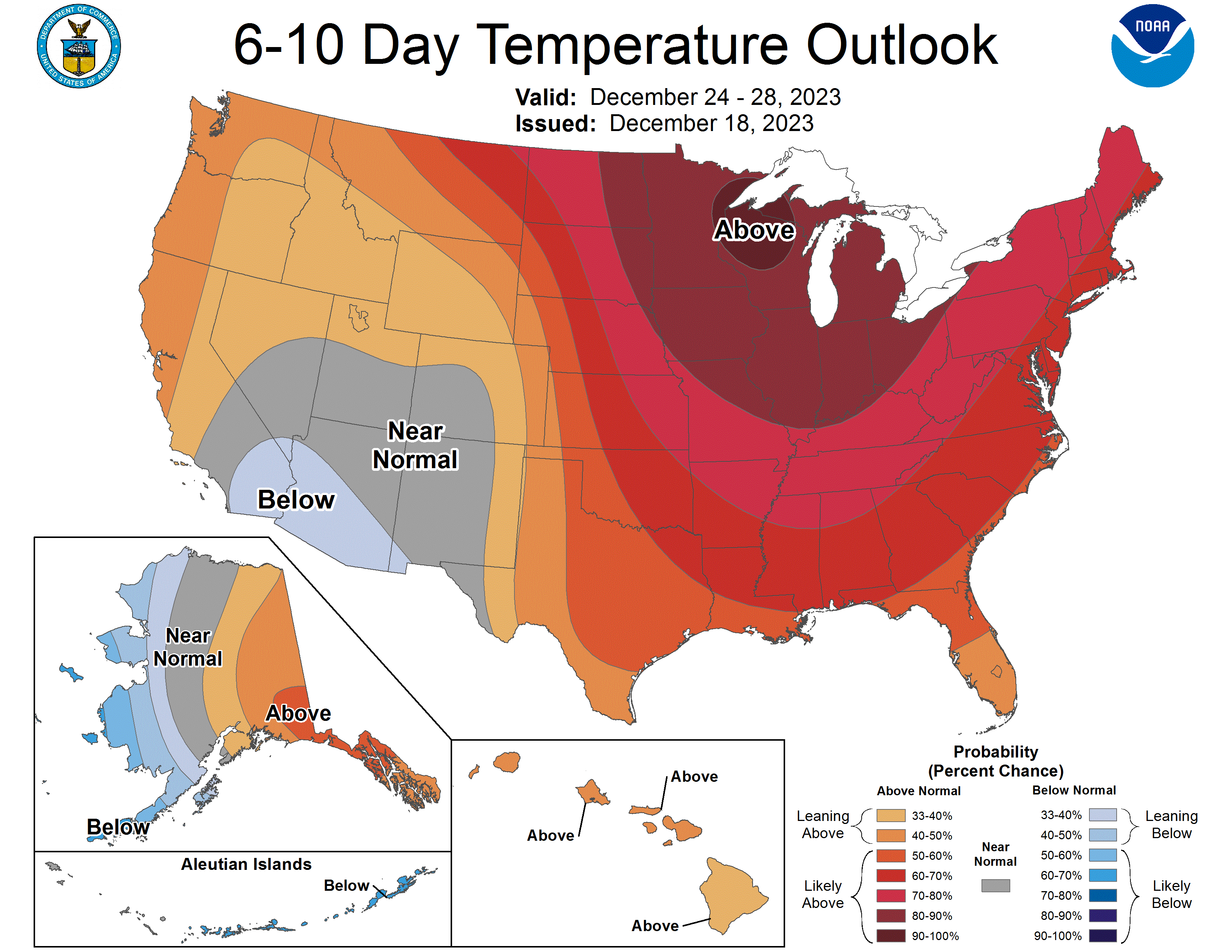 6-10 day temperature forecast for 2022 and 2023