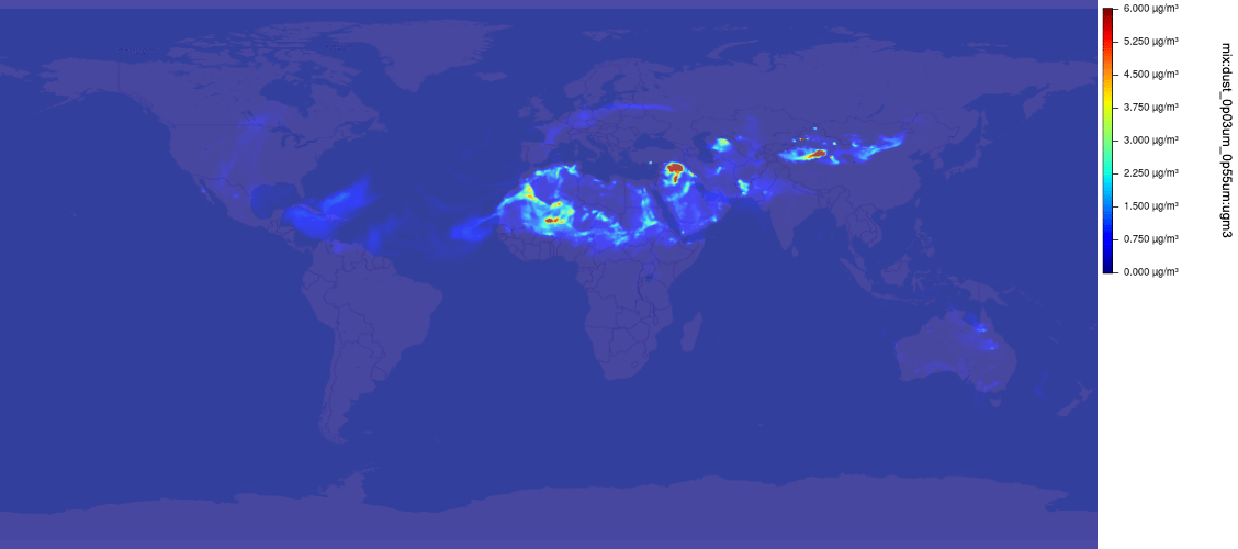 Atmospheric pollution dust 0p03um 0p55um